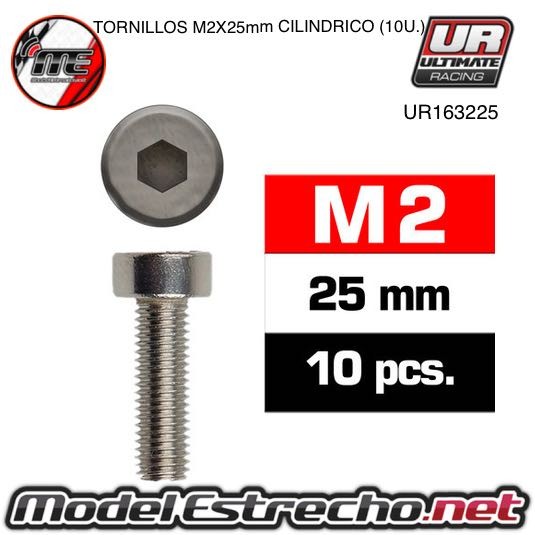TORNILLOS M2x25mm CILINDRICO (10U.)   Ref: UR163225