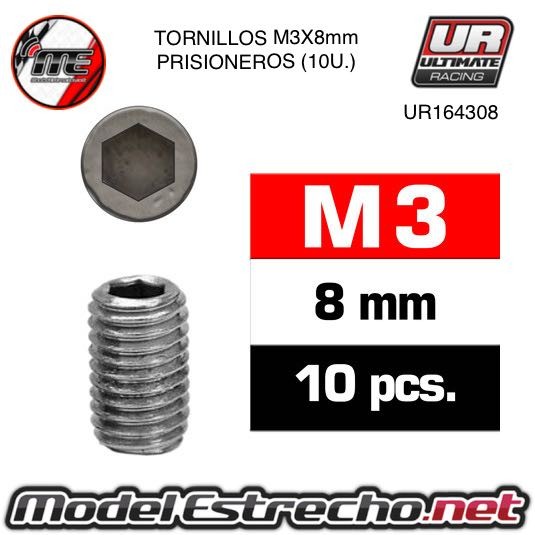 TORNILLOS M3X8 PRISIONERO (10U.)  Ref: UR164308