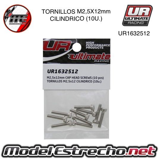 TORNILLOS M2.5x12mm CILINDRICO (10U.)   Ref: UR1632512
