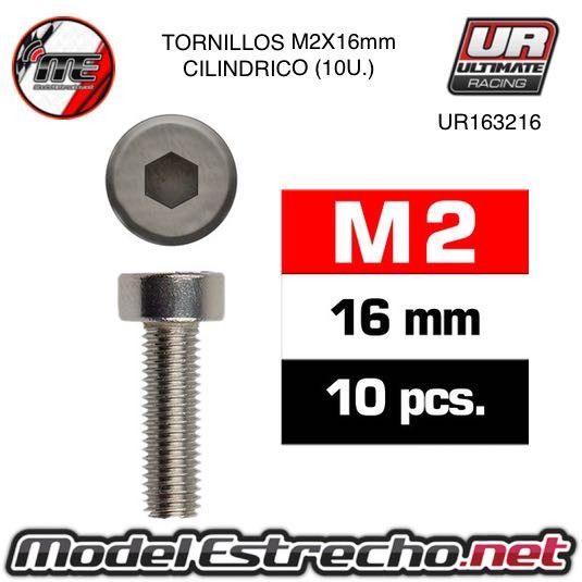 TORNILLOS M2x16mm CILINDRICO (10U.)   Ref: UR163216