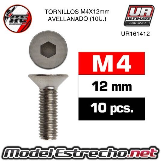 TORNILLOS M4x12mm AVELLANADOS (10U.)   Ref: UR161412