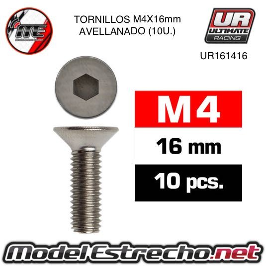 TORNILLOS M4x16mm AVELLANADOS (10U.)   Ref: UR161416