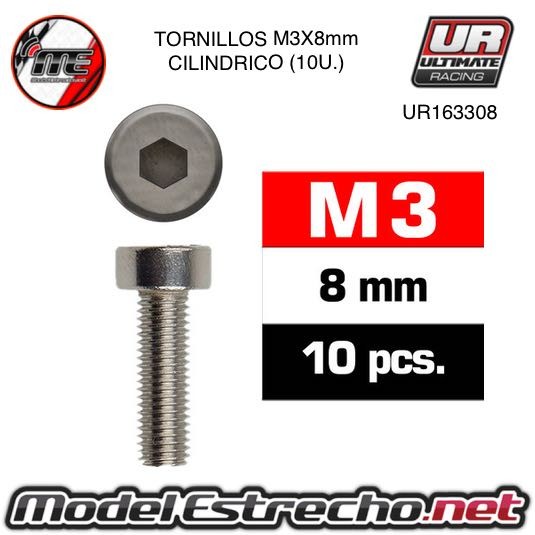 TORNILLOS M3x8mm CILINDRICO (10U.)   Ref: UR163308