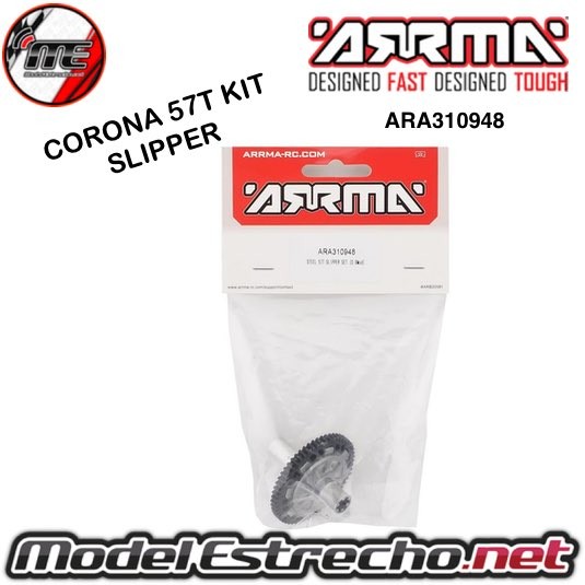 SET CORONA METALICA Y SLIPER EN ACERO 57T 0.8 MOD ARRMA  Ref: ARA310948