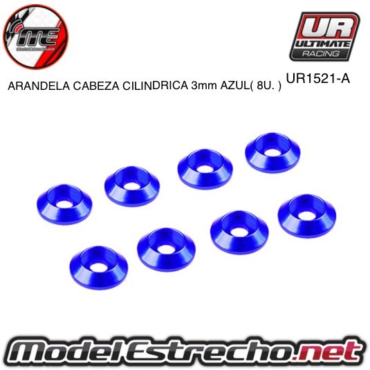 ULTIMATE ARANDELAS CABEZA CILINDRICA ALUMINIO AZUL 3mm (8u.)  Ref: UR1521-A