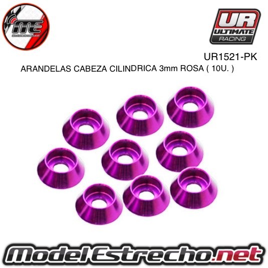 ULTIMATE ARANDELAS CABEZA CILINDRICA ALUMINIO ROSA 3mm (8u.)  Ref: UR1521-PK